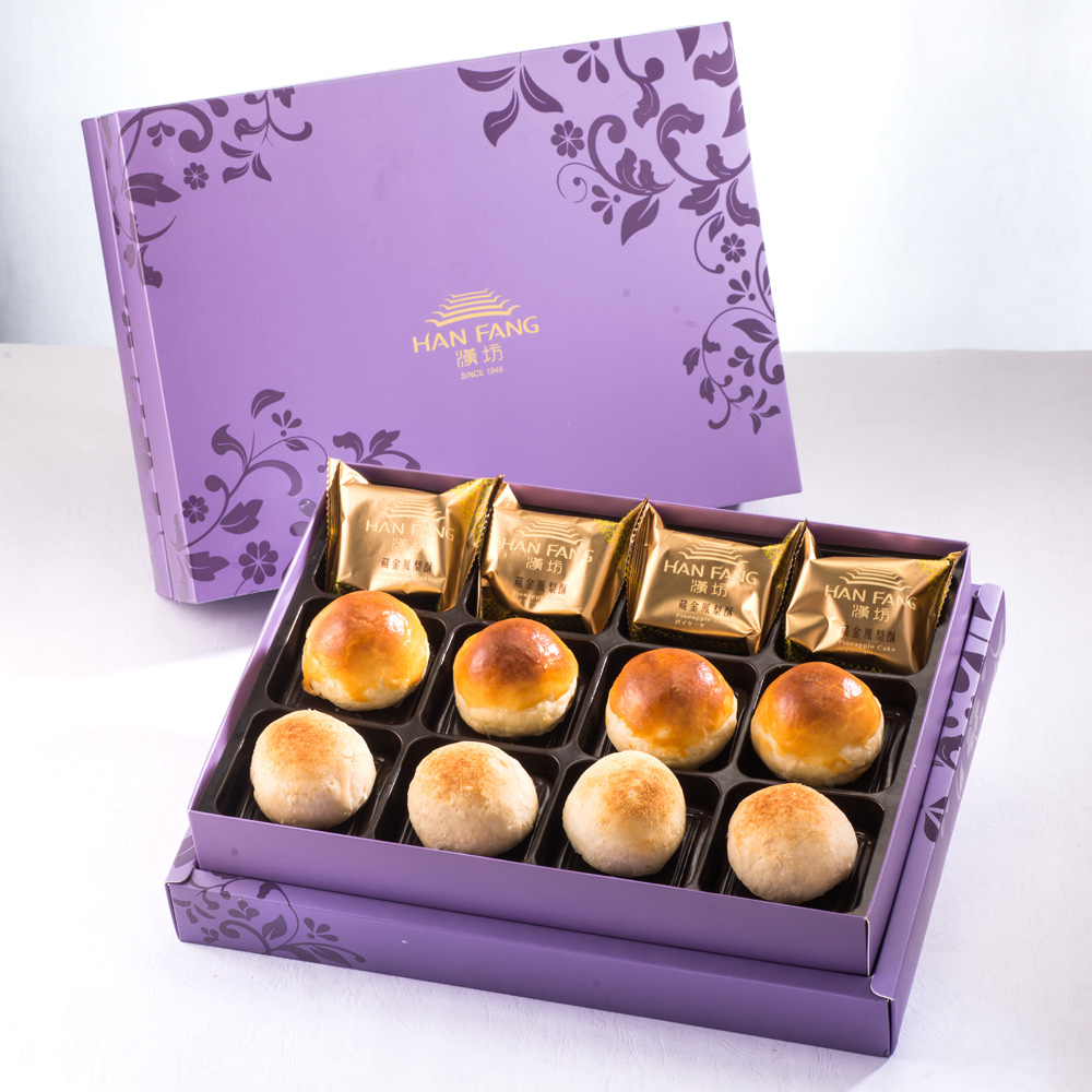 【Royal Purple】12 pcs Gift Box★Pineapple Cake*4 + Salty Yolk Mung Bean  Mooncake*4 + White Bean And Mung Bean Mixed Mooncake*4